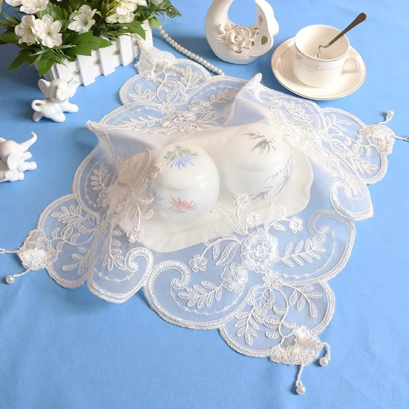 

HOT mesh flower bead Embroidery table cloth cover wedding dining tablecloth kitchen Christmas Table decoration and accessories