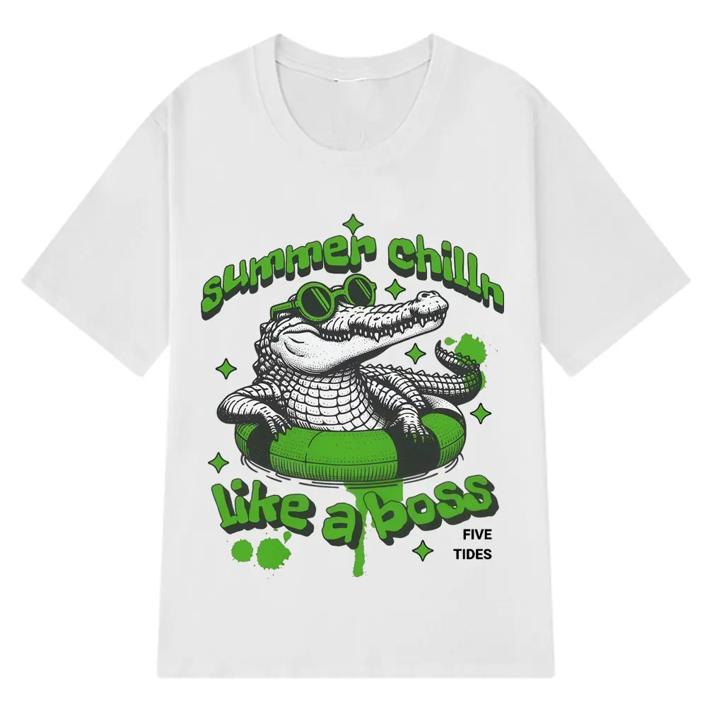 مضحك التمساح مثل رئيس Harajuku الجمالية طباعة تي شيرت رجل امرأة القطن تيز الصيف قصيرة الأكمام فضفاضة الهيب هوب تي شيرت #5