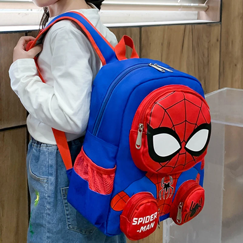 Spiderman Mochilas para Estudante, Super Heroes School Bag, Cartoon 3D Stereo Kindergarten Mochila, Saco de Viagem Infantil, Presente