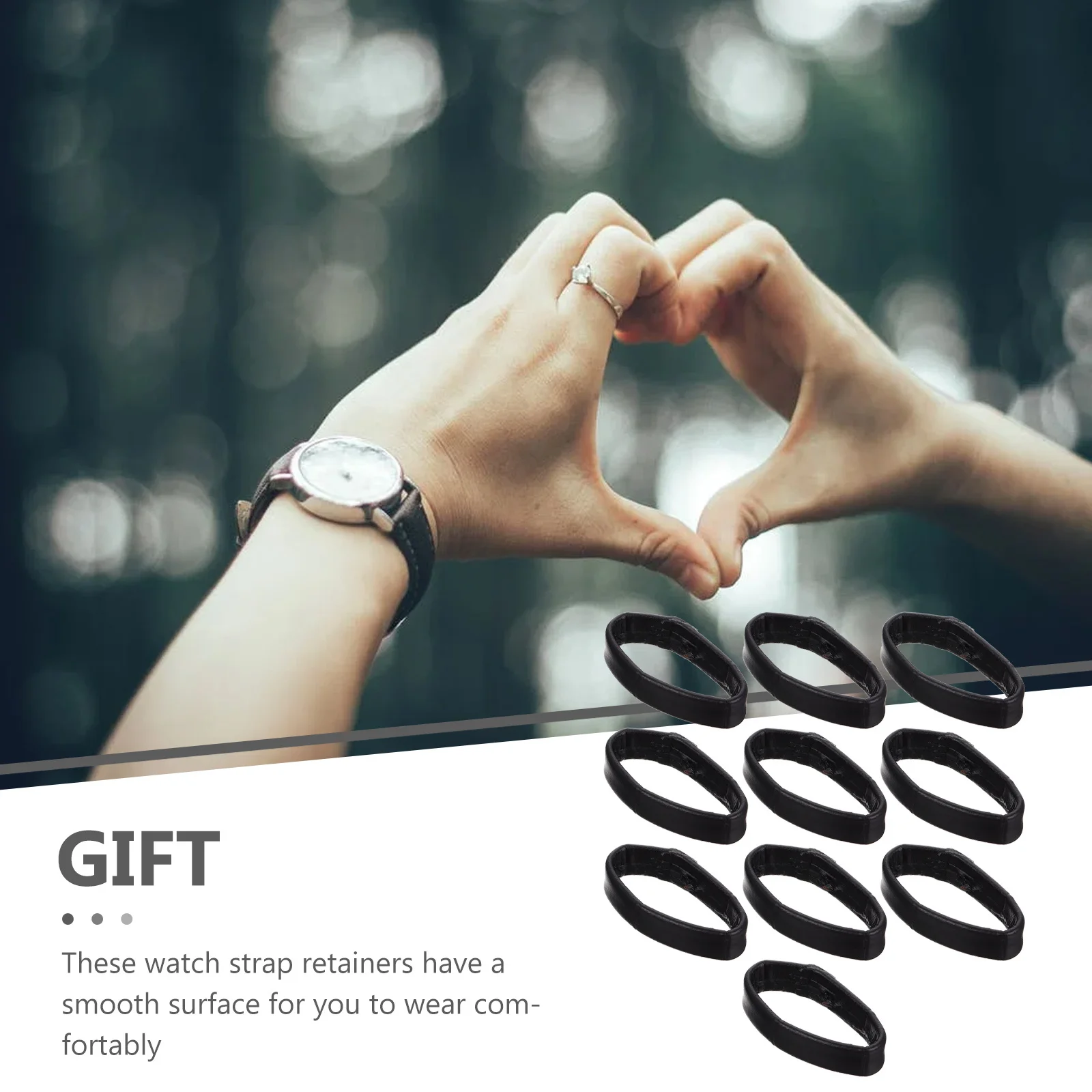 

10Pcs Watchband Rings Smooth Surface Texture Easy Slide on Band Comfortable Wear Watch Parts Accessories Watch Band Loop