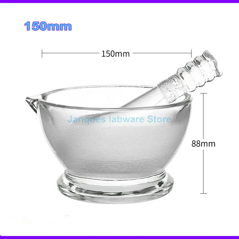 Imagem -05 - Laboratório Diâmetro 60 mm a 150 mm Argamassa de Vidro com Haste de Moagem Reagente Preparação Tigela com Moagem Pilão Moagem Tigela Peças