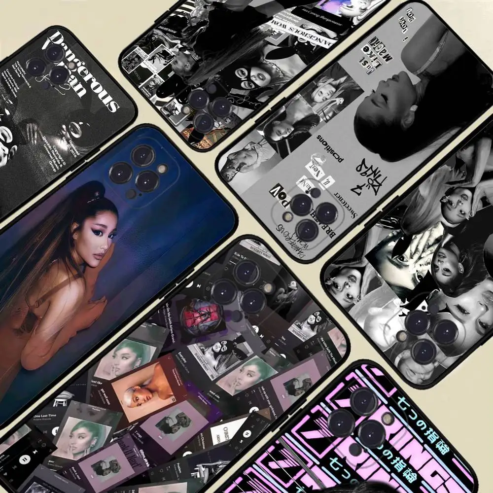 Hot A-Arianas G-Grandes Singer Phone Case For IPhone 17 16 15 14 13 12 11 Pro Max Plus mini Silicone Black Cover
