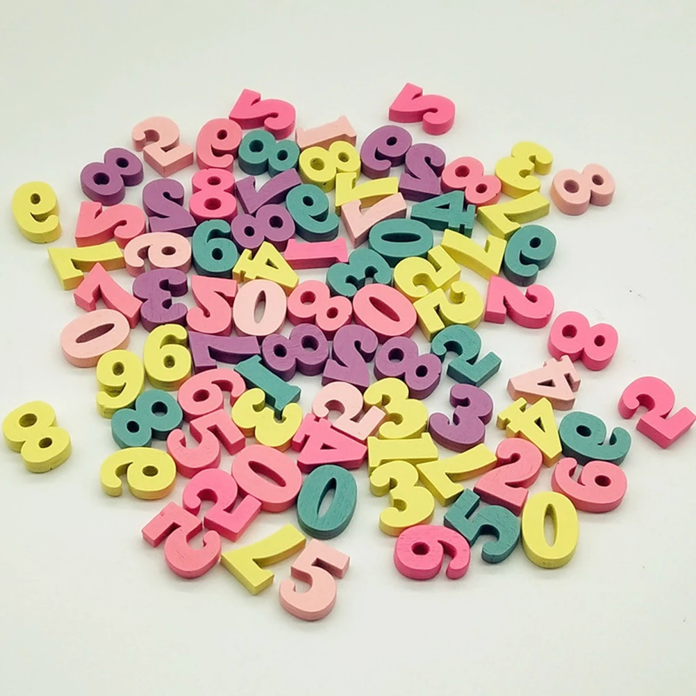 

100 Pcs Wood Chip Teaching Materials Gathering Decorations Number Ornament Wooden Bamboo