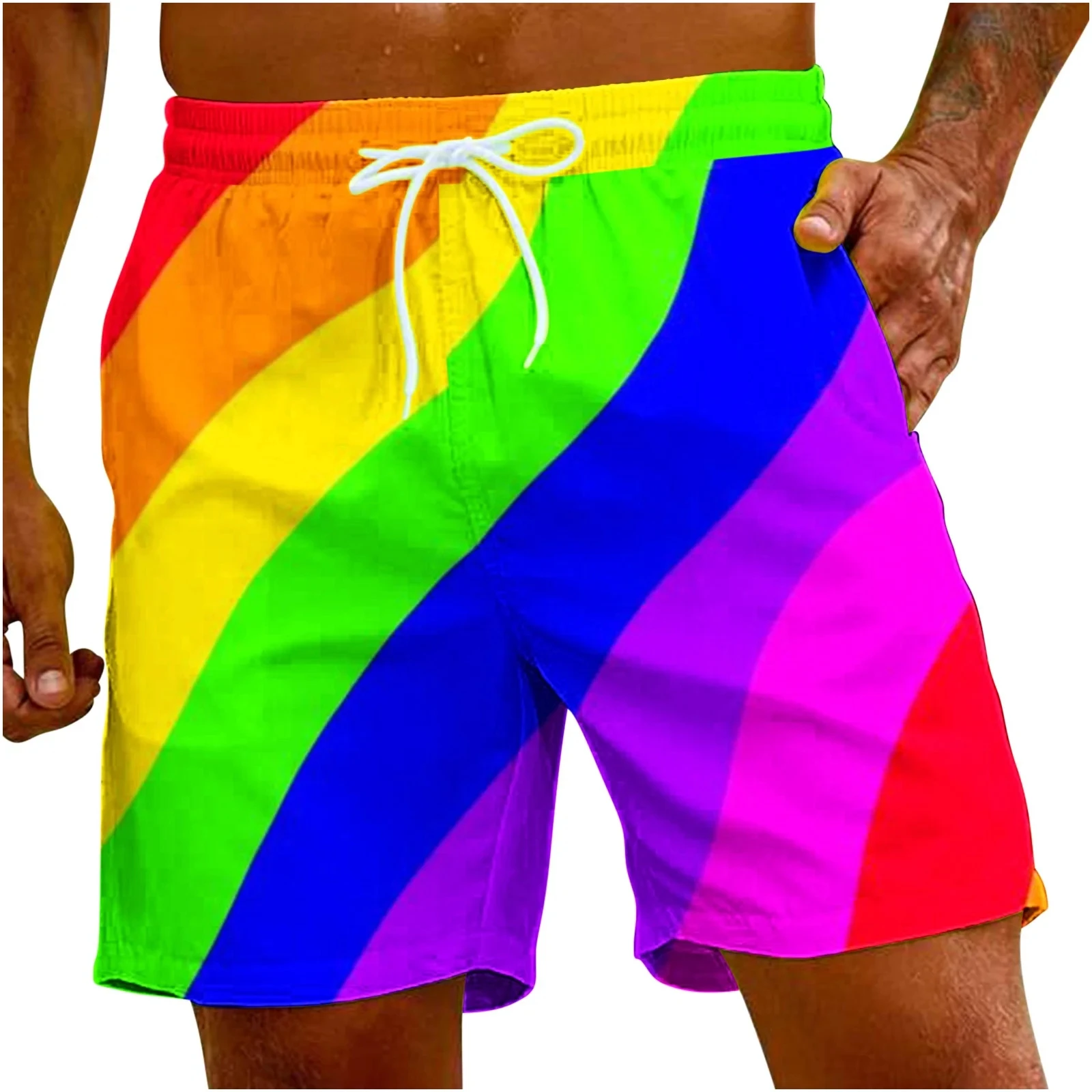 레인보우 게이 LGBT 3D 프린트 비치 반바지 남성 여름 하와이 캐주얼 보드 바지 오버 사이즈 서핑 수영복 트렁크 아동 의류