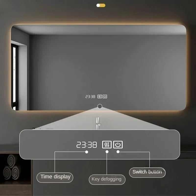Touch Screen Defogging Mirror for Modern Simple Multifunctional Bath Mirrors Hotel New Smart Rectangular Wall Mirrors for Home