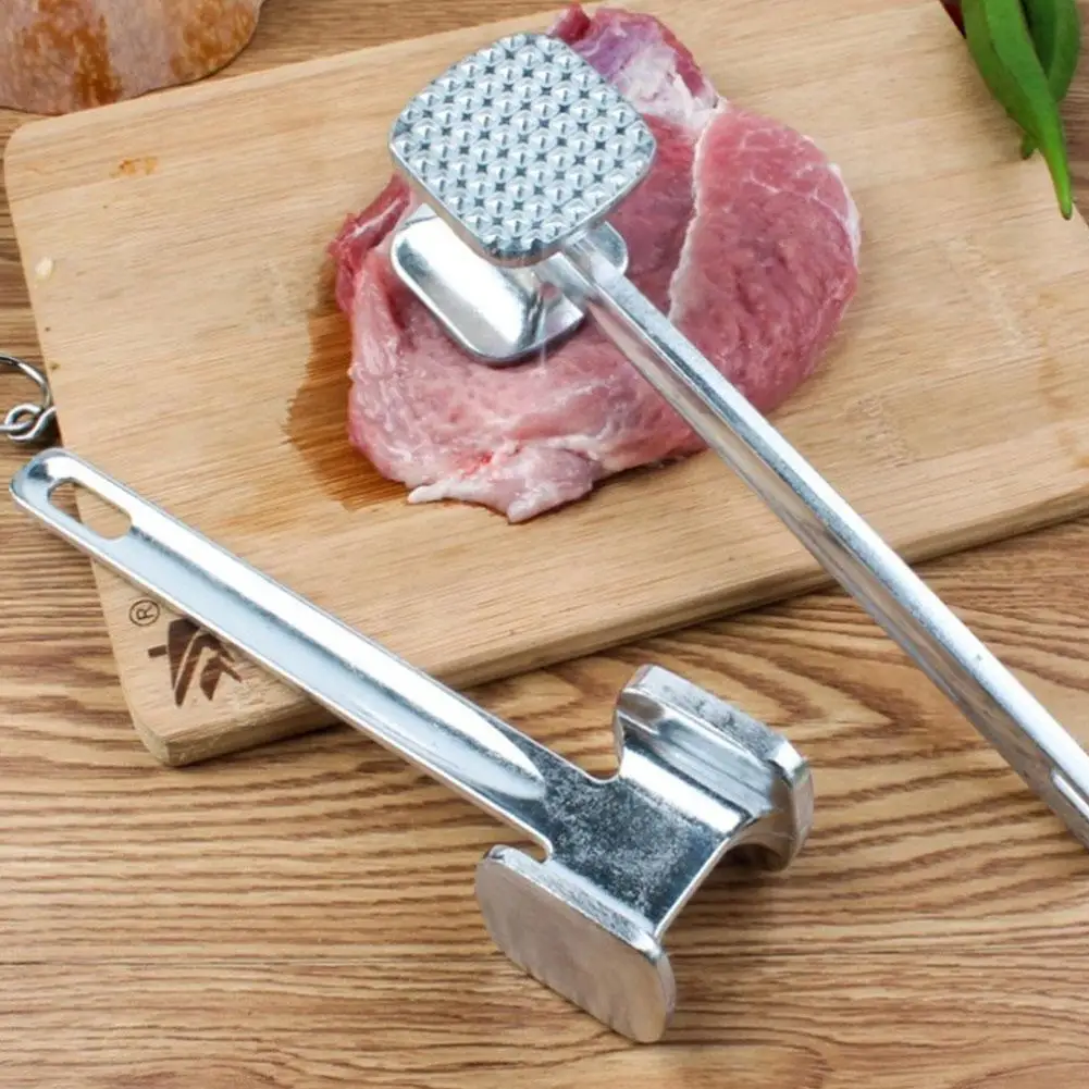 Martillo para carne de aleación de aluminio de 19/22, 5/24cm, fil dental para carne y carne picada, martillo para carne de doble cara, almacenamiento colgante