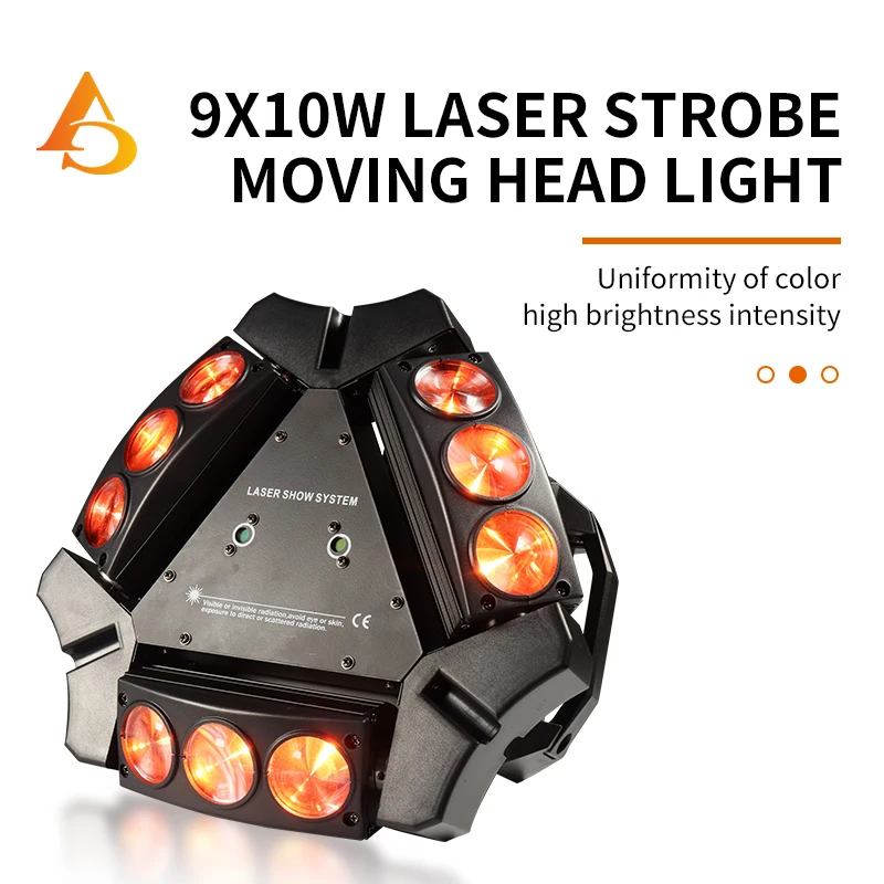 LED Beam Projector Mini 9x10W RGBW Spider Moving Head Light DMX Stage Effect Lighting DJ Disco Dance Floor Christmas Party Light