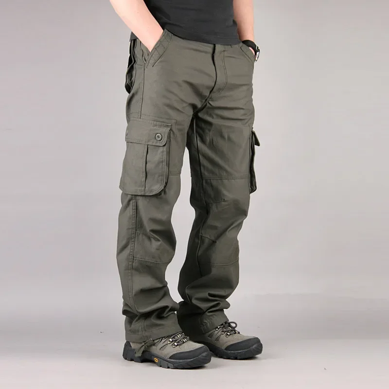 

New Men Cargo Pants Multi Pockets Baggy Men Casual Trousers Overalls Combat Pants Joggers Plus Size 40 42 44 Cotton