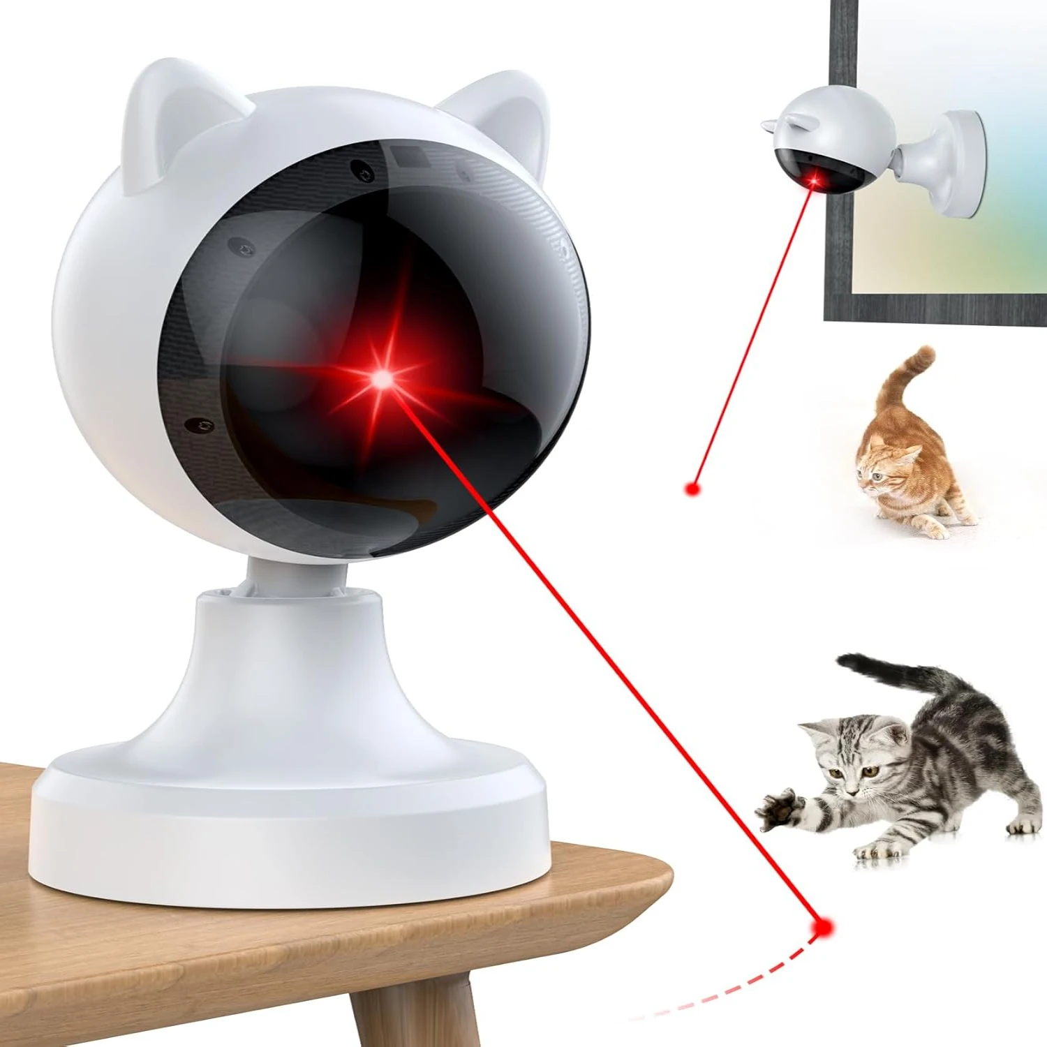 Automatic Interactive Cat Laser Toy - Motion Activated Laser Pointer for Cat/Kitty/Dog, Rechargeable and Large Capacity with Mul