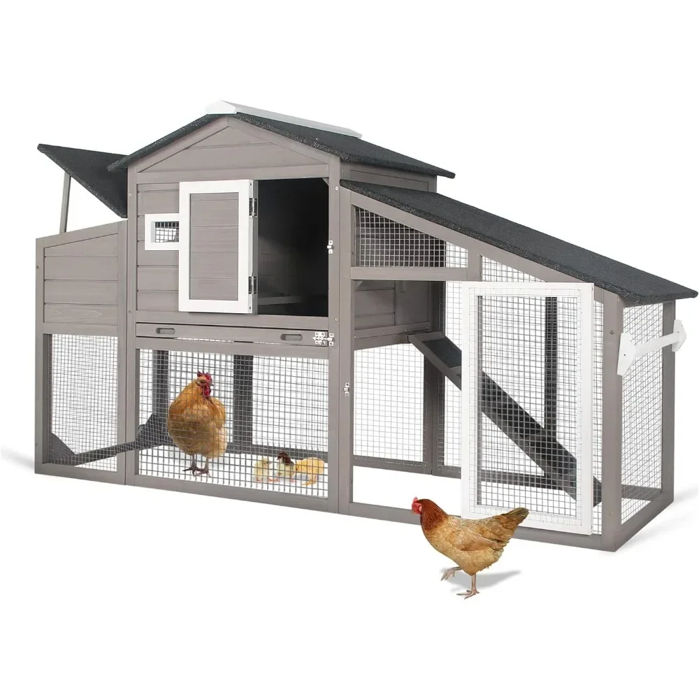 

Chicken Coop Large Wooden Chicken Tractor - with Wheels Waterproof Outdoor Hen House Poultry Cage Back Yard Chicken Coops