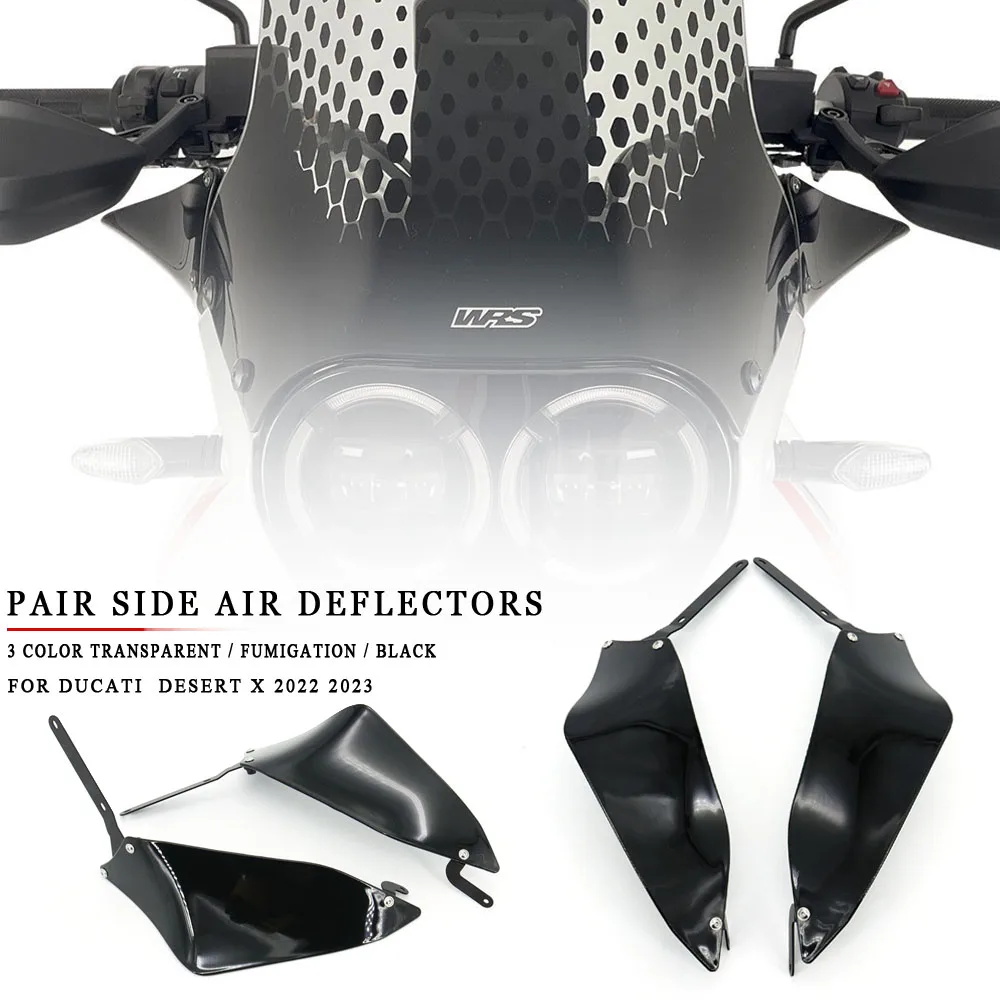 NEW Motorcycle PAIR SIDE AIR DEFLECTORS WRS GLOSS BLACK For Ducati Desert X DesertX 2022 2023