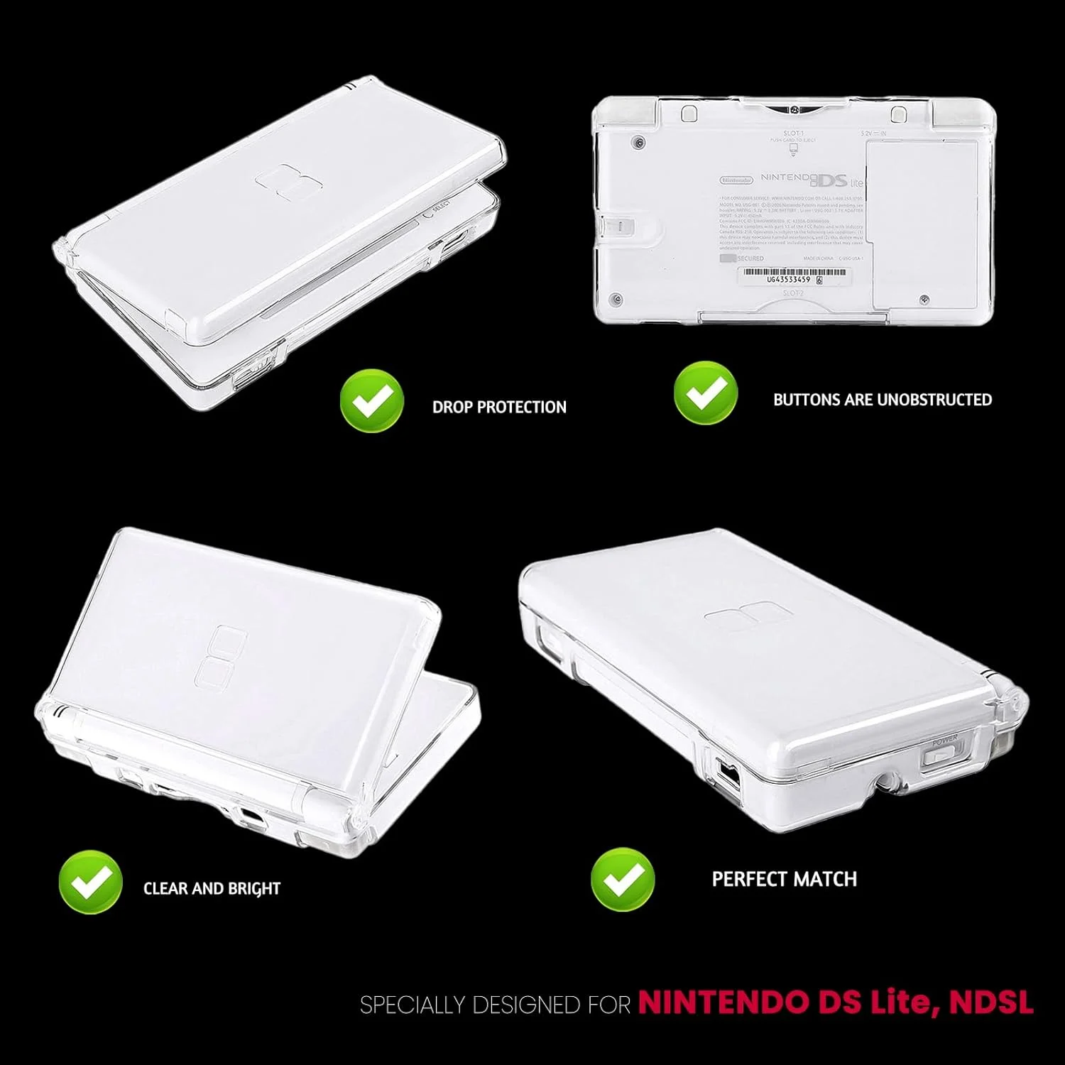 Crystal Hard Protective Case Shockproof Clear Shell for NDS Lite Console Stylus Pen, Anti-scratch Full Protection Game Accessory - view 3