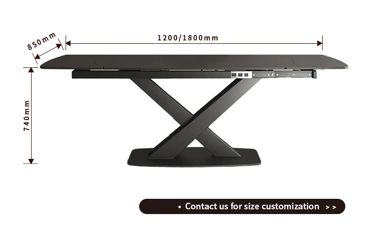 Luxury Convertible Rectangle Dining Table Modern Home Furniture with 180° Spin Extendable Assembled for Dinner Dining Room Use