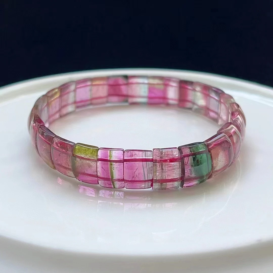 

Natural Colorful Red Tourmaline Clear Rectangle Beads Bracelet 10.5x8.5x3.5mm Women Men Rare Green Purple Tourmaline AAAAAAA