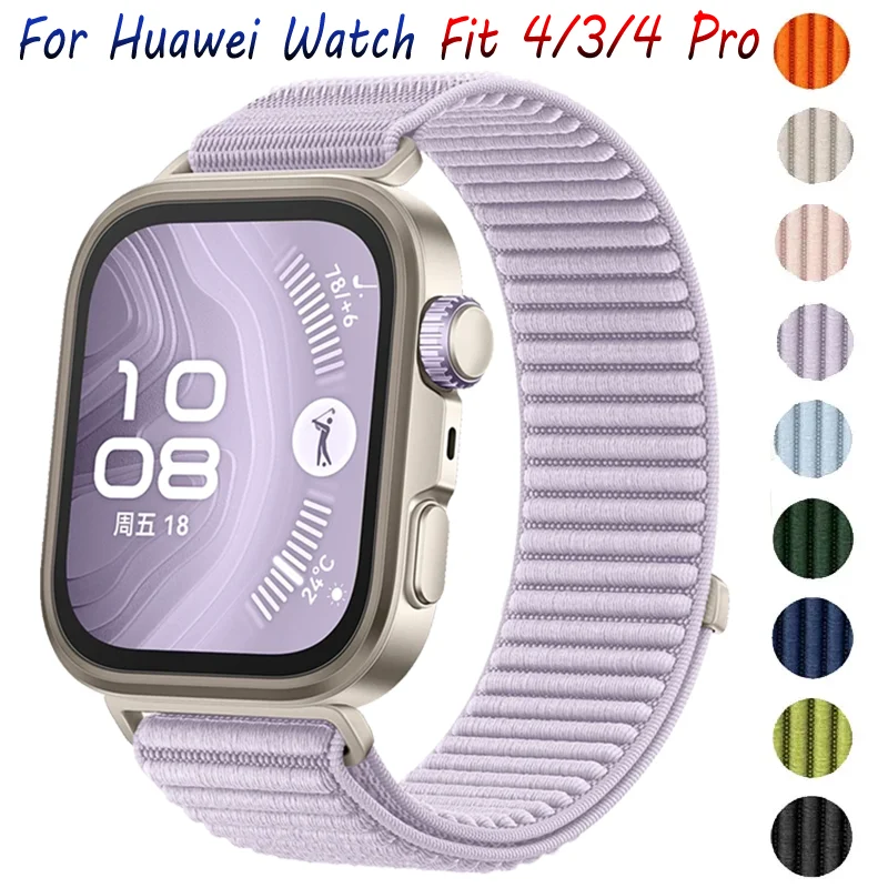 Nylon geflochtenes Schlaufenarmband für Huawei Watch Fit 4 4 Pro, offizielles Sport-atmungsaktives, langlebiges Armband, Huawei Watch Fit 3-Zubehör