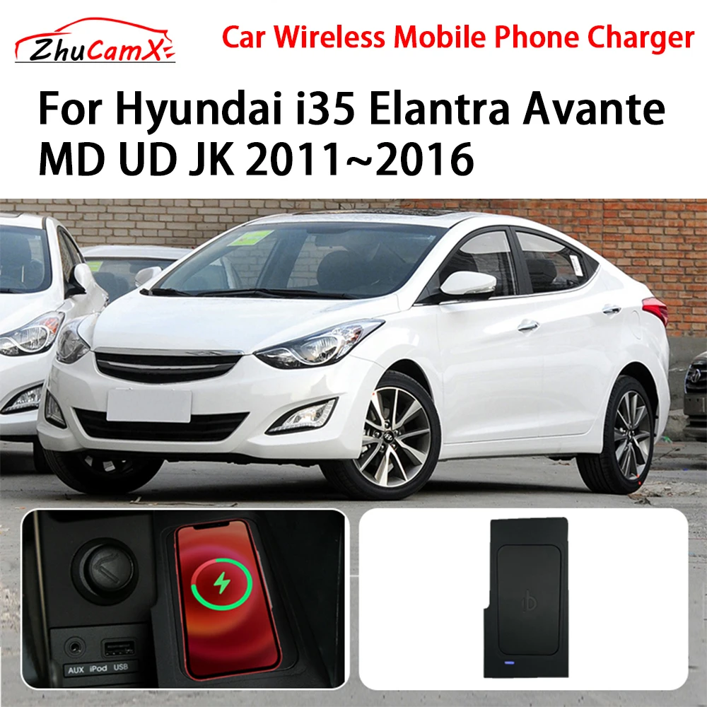 Car Wireless Mobile Phone Charger Center Console Storage QI 18W iPhone for Hyundai i35 Elantra Avante MD UD JK 2011-2016