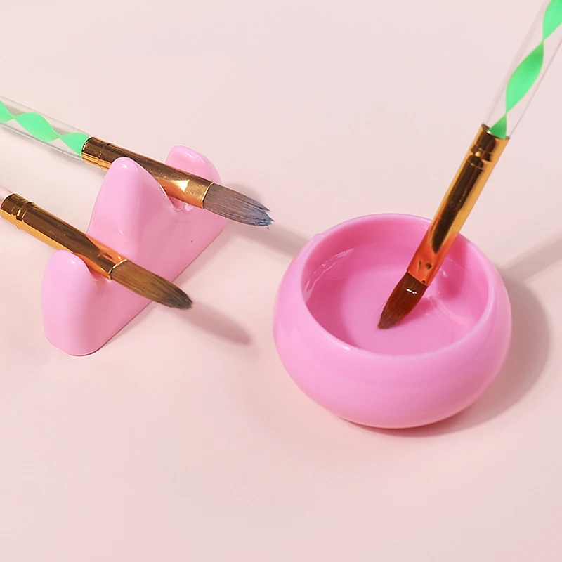 1Set Pink Nail Art Brush Cleaner Plastic Holder UV Acrylic Gel Pen Pot Cleanser Cup Washing Cup Nail Brush Holder Tools
