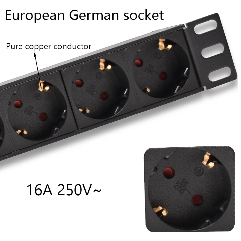 EU Power Strip Aluminum alloy shell 2/4/6/8 Unit German Outlets 2M extension cord No Switch High quality home office Socket