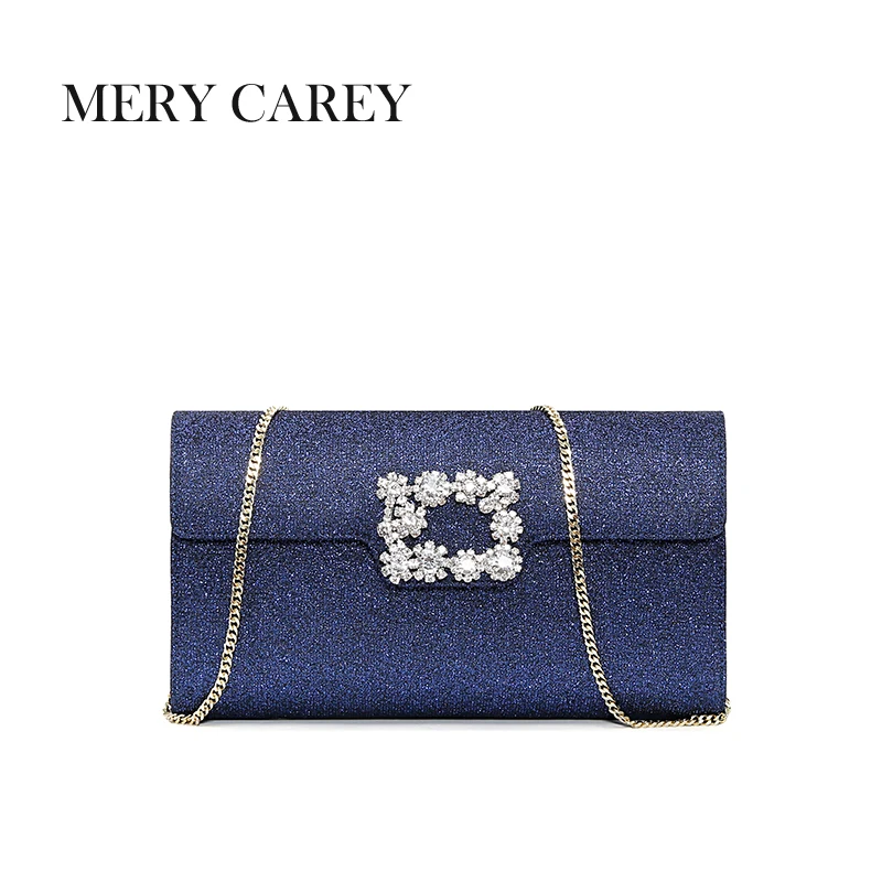 2025 Trendy New Blue sequined Women's Shoulder Bag Fashion Versatile Banquet Elegant Bridal Rhinestone Handbag Women