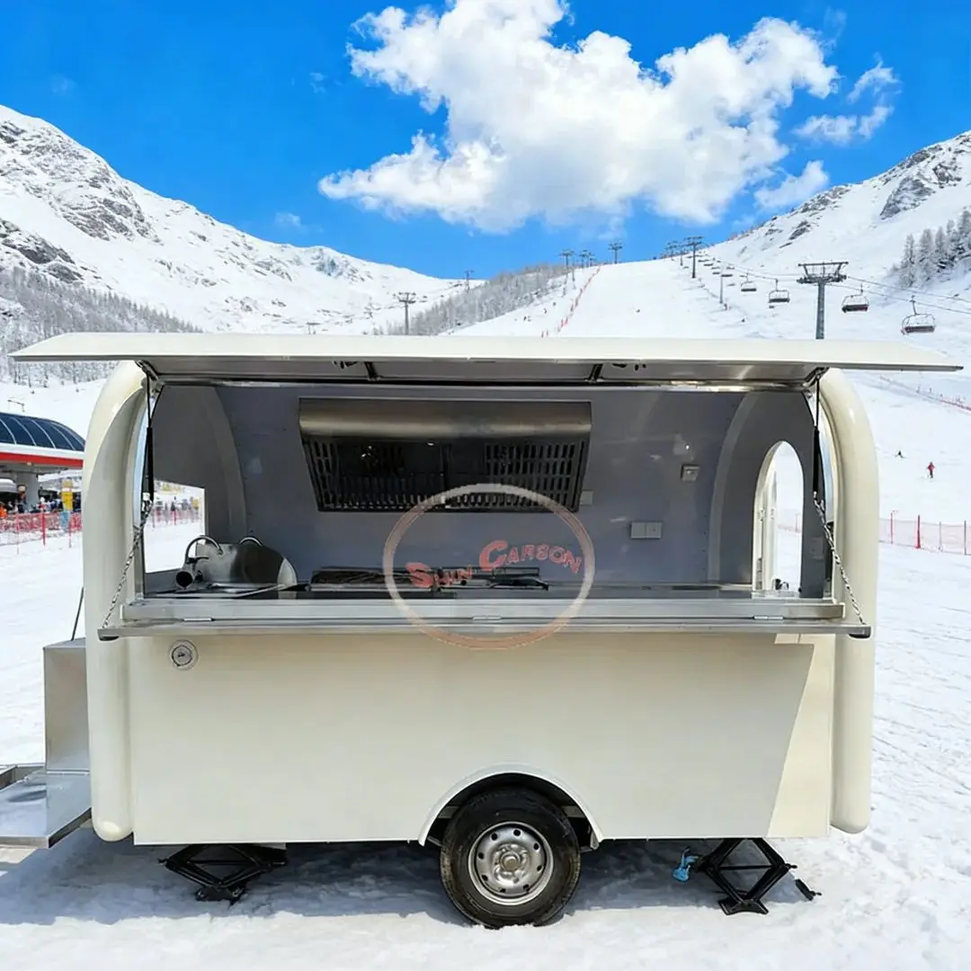 Commercial Fiberglass Food Vending Trailer Mobile Catering Cart for Coffee Snack Burger Business Portable Kitchen Cart