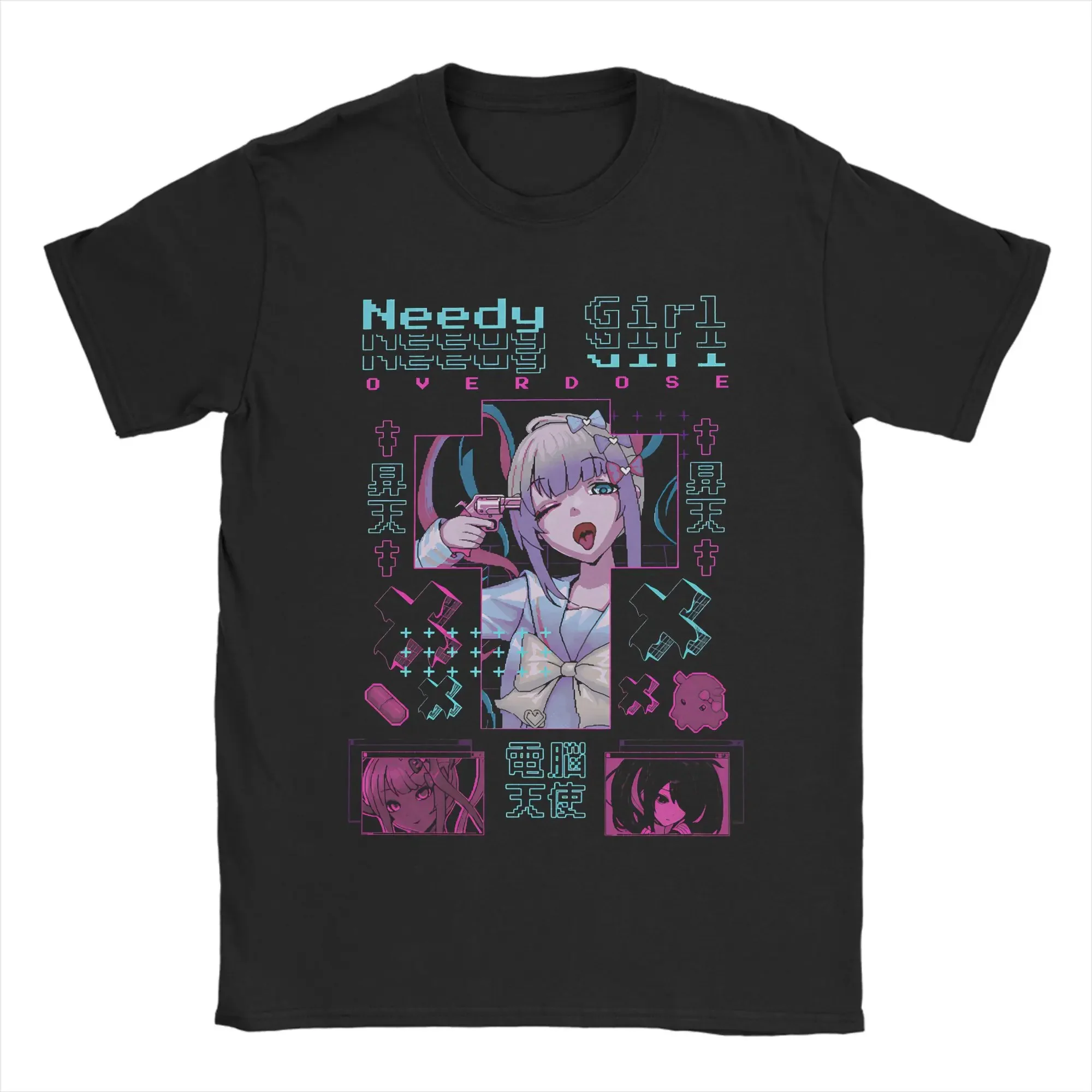 Needy Streamer Overload Manga Grafik-T-Shirt Vintage Washed Cybercore Anime Unisex Oversized Rundhals Baumwoll-Kurzarmshirt – Detail 5