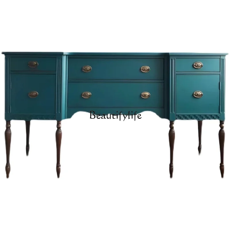 

**French retro entrance entry living room solid wood carving flower meal side foyer decorative cabinet