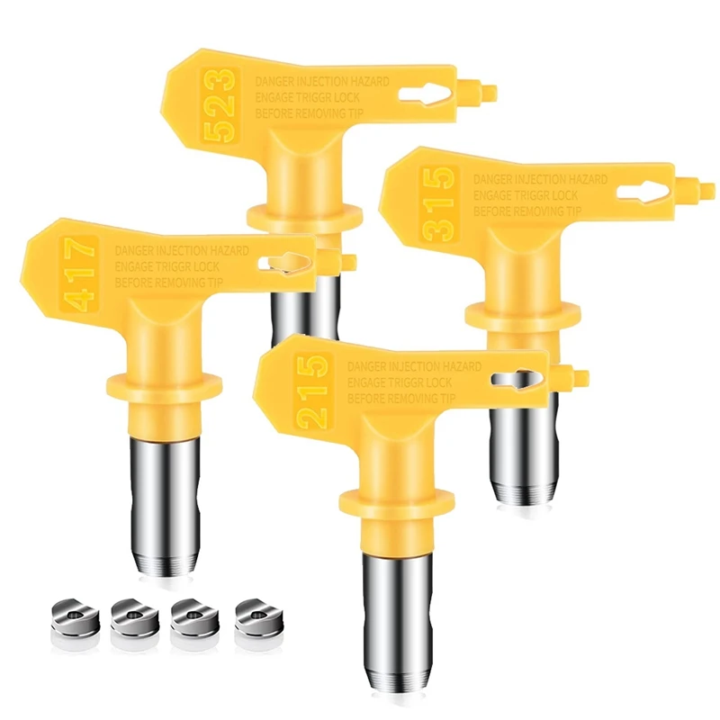 4 Pieces Reversible Airless Paint Sprayer Nozzle Tips And 4 Pieces Airless Spray Filter Replace Parts (215 315 417 523)