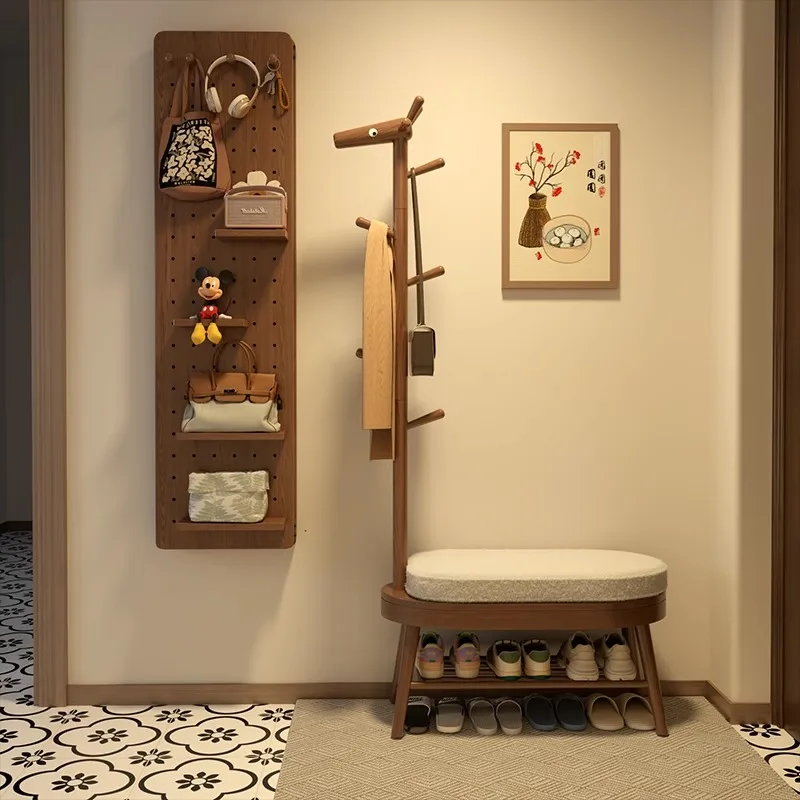 

Solid wood deer shoe change stool hanging hanger integrated home door can sit shoe cabinet wearing