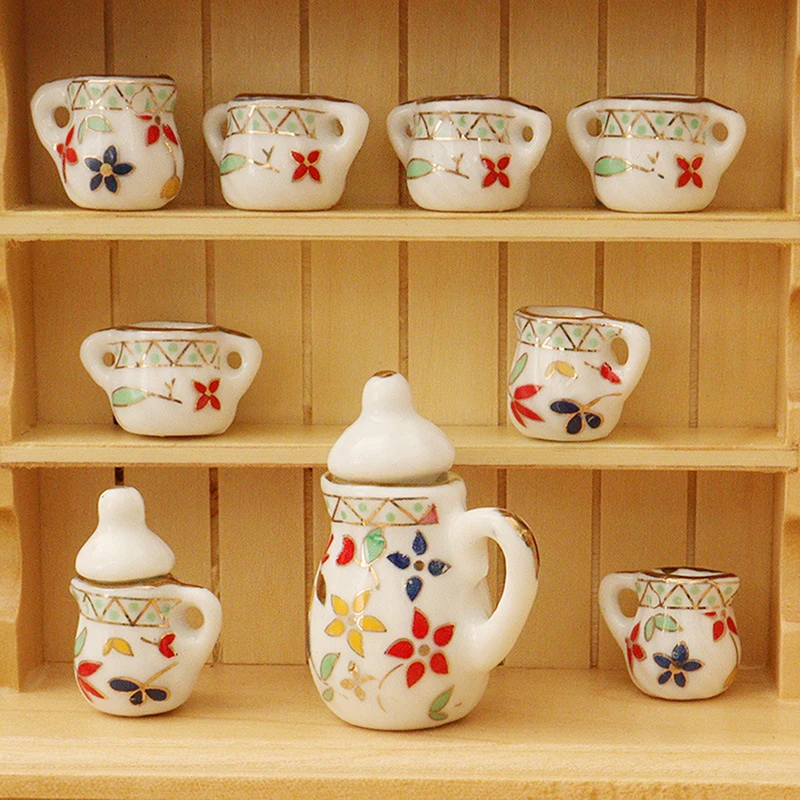 Dollhouse Miniature Tea Set Cup Tableware Kitchen Decor Toy Doll House Accessories