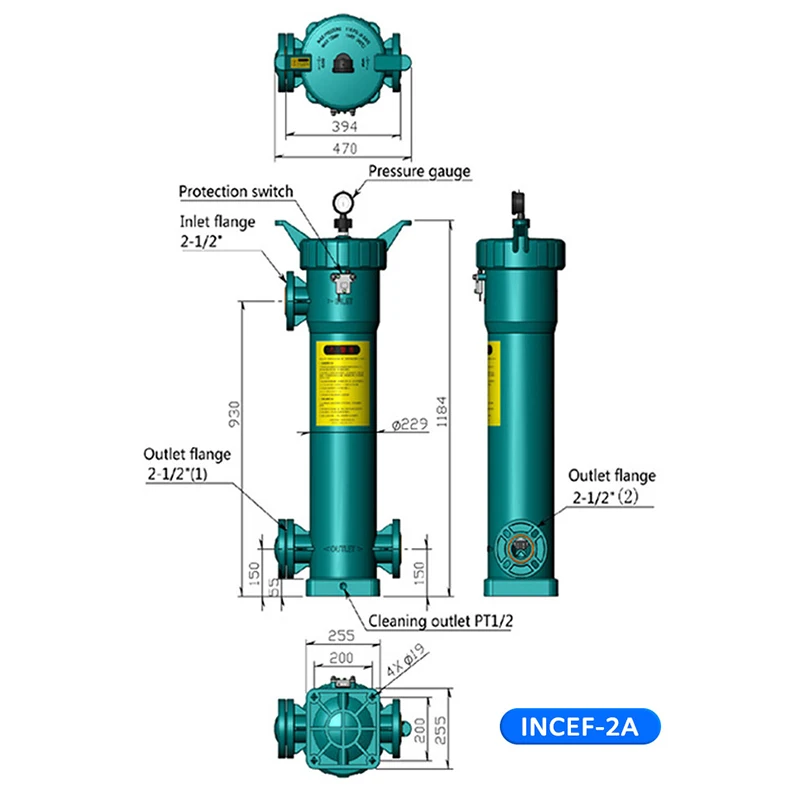 Customizable One-Piece PPH Molded Liquid Filter INCEF-2APRK 180x810mm High Flow Rate Precise Filtration for Industrial Use