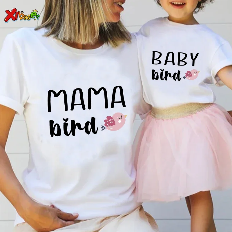 Mother and Baby Girl Matching Outfit Mothers Day Tshirt Family Matching T Shirts Outfits Funny Bird Shirts Mother's Day Present