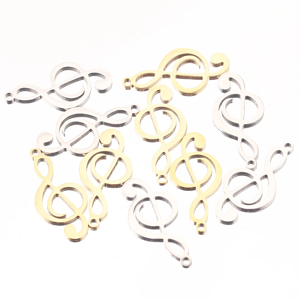 10pcs Gold-Plate Stainless Steel musical note Charms Cute Pendants for Necklace DIY Bracelet Jewelry Making Findings Wholesale