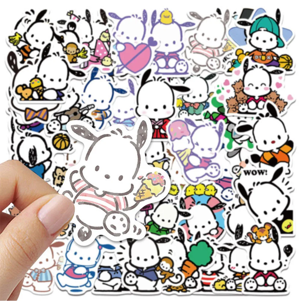 10/30/50pcs Sanrio Pochacco Cartoon Stickers Aesthetic DIY Scrapbooking Laptop Luggage Waterproof Cute Stickers for Kids Girls