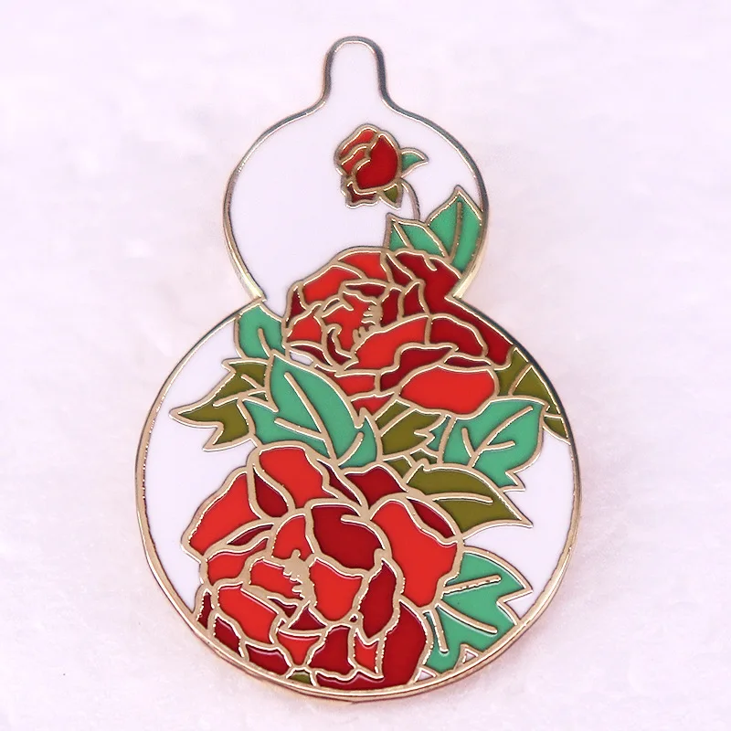 A2727 bunga Peony labu koper lencana bros untuk pakaian pin Enamel pin Lapel untuk ransel Aksesori hadiah penggemar