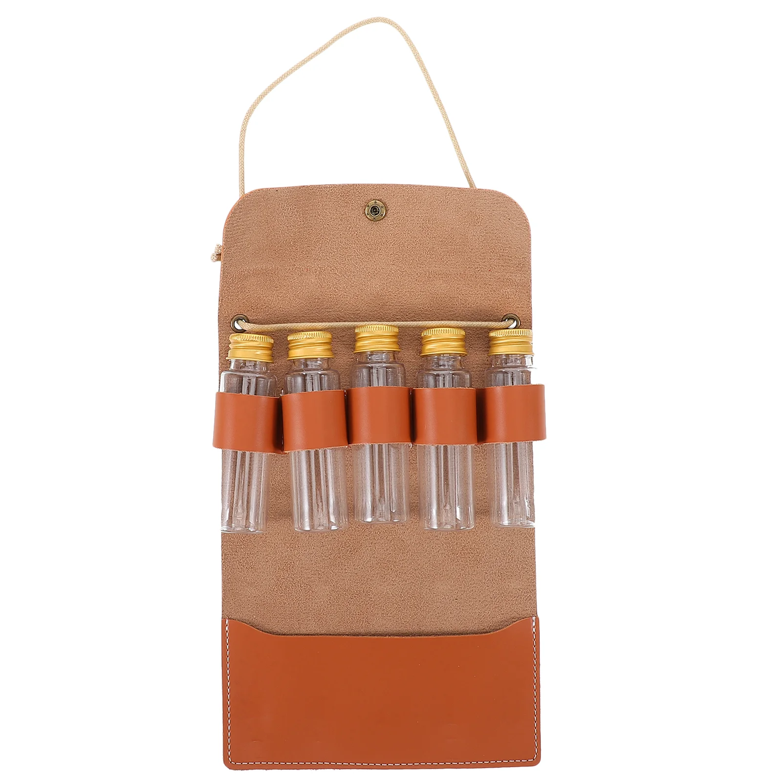 1 Set Portable Spice Bag For Travel Camping Spice Kit With 5 Glass Jars Foldable Seasoning Storage Bag Condiment Container Set F