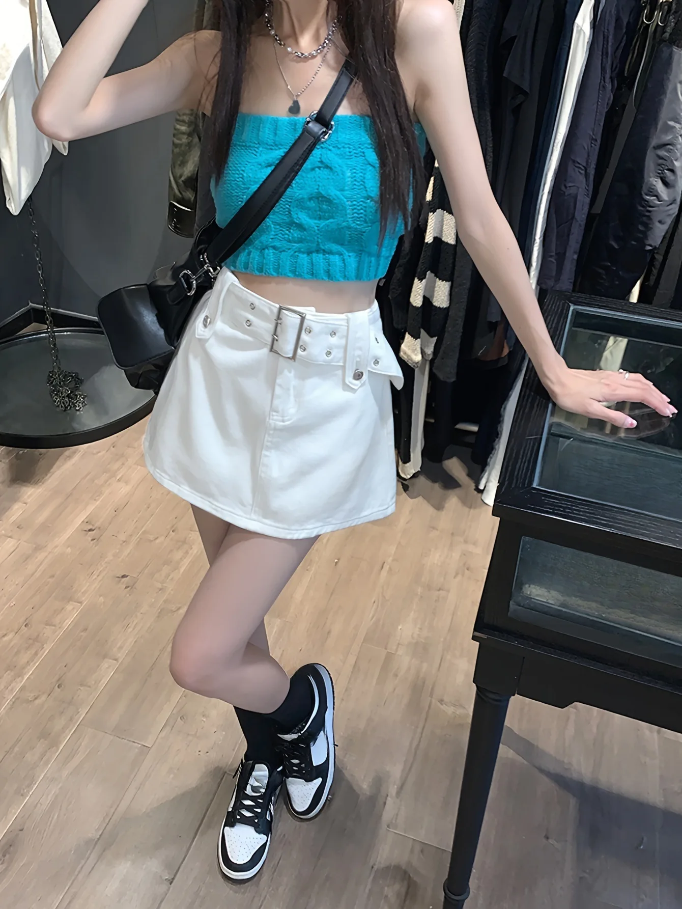 Cotton Stretchy High Waist Hot Chick Y2K Jean Shorts Woman Summer 2024 Casual Sweat With Pocket Zipper White Black Denim Shorts