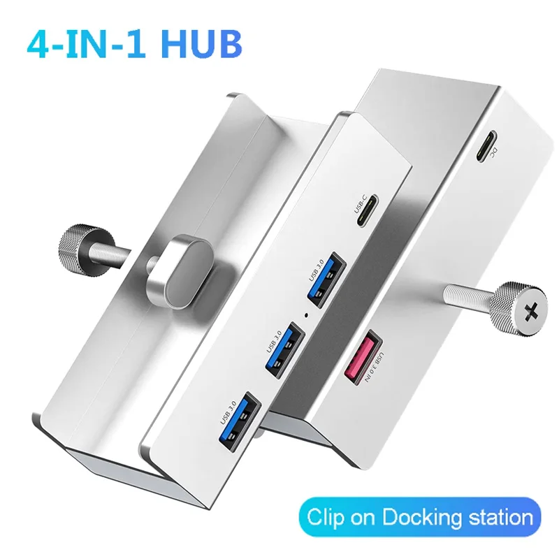 

4 Port USB 3.0 HUB Clip Dock 5Gbps USB3.0 Splitter Adapter Clip-type Multi Splitter High Speed Data Transmission For Laptop PC