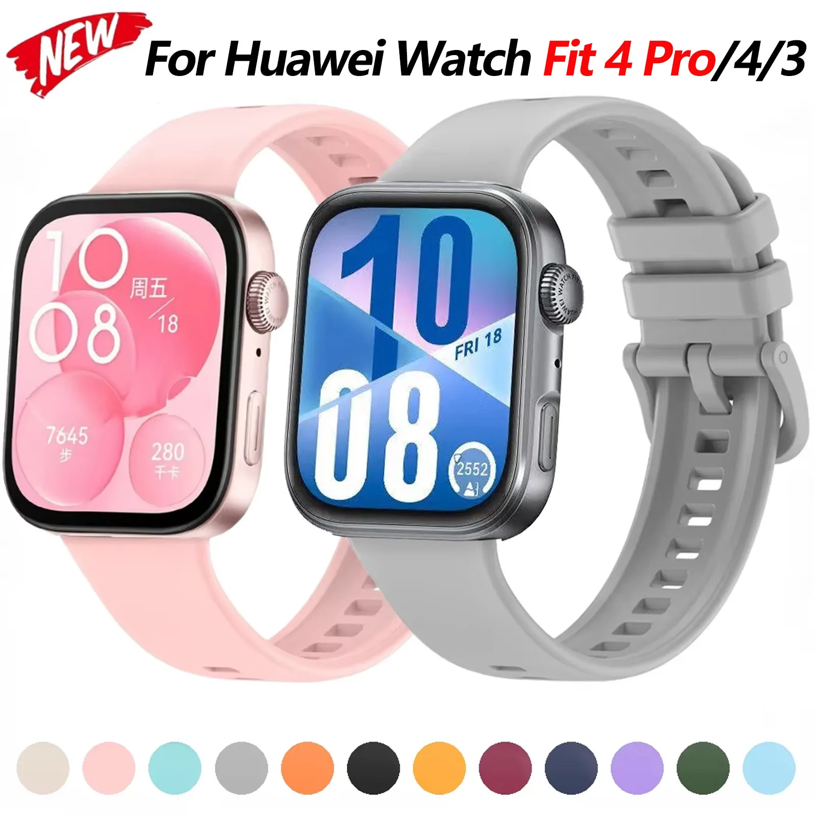 

Sport Silicone Strap for Huawei Watch Fit 4 Pro/4/3 Official Replaceable Wristband Correa for Huawei Watch Fit 4 Pro/4 Bracelet