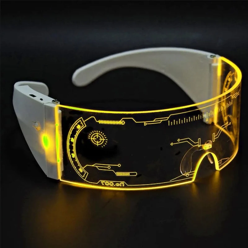 Creative Cyberpunk Cosplay Accessories Foldable LED Luminous Glasses Goggles Outdoor EDC Tools