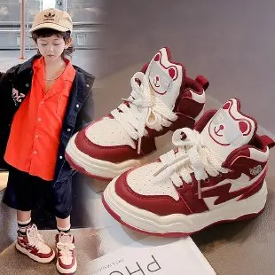 Children's High Top Board Shoes 2024 Spring and Autumn New Korean Version of Girls Leisure Sports Boys Casual Shoes