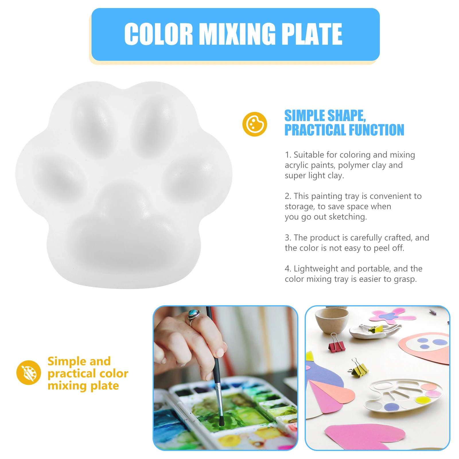 

Oil Watercolor Craft Supplies Cat Paw Palette Paint Mixing Tray Miniature Painting