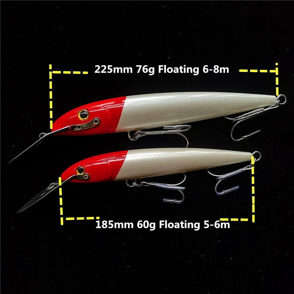 Swolfy Trolling Casting Minnow Angeln Locken 185mm 60g 225mm 76g Locken Künstliche Harten Köder für Meer boot Angeln Lockt – Detail 2