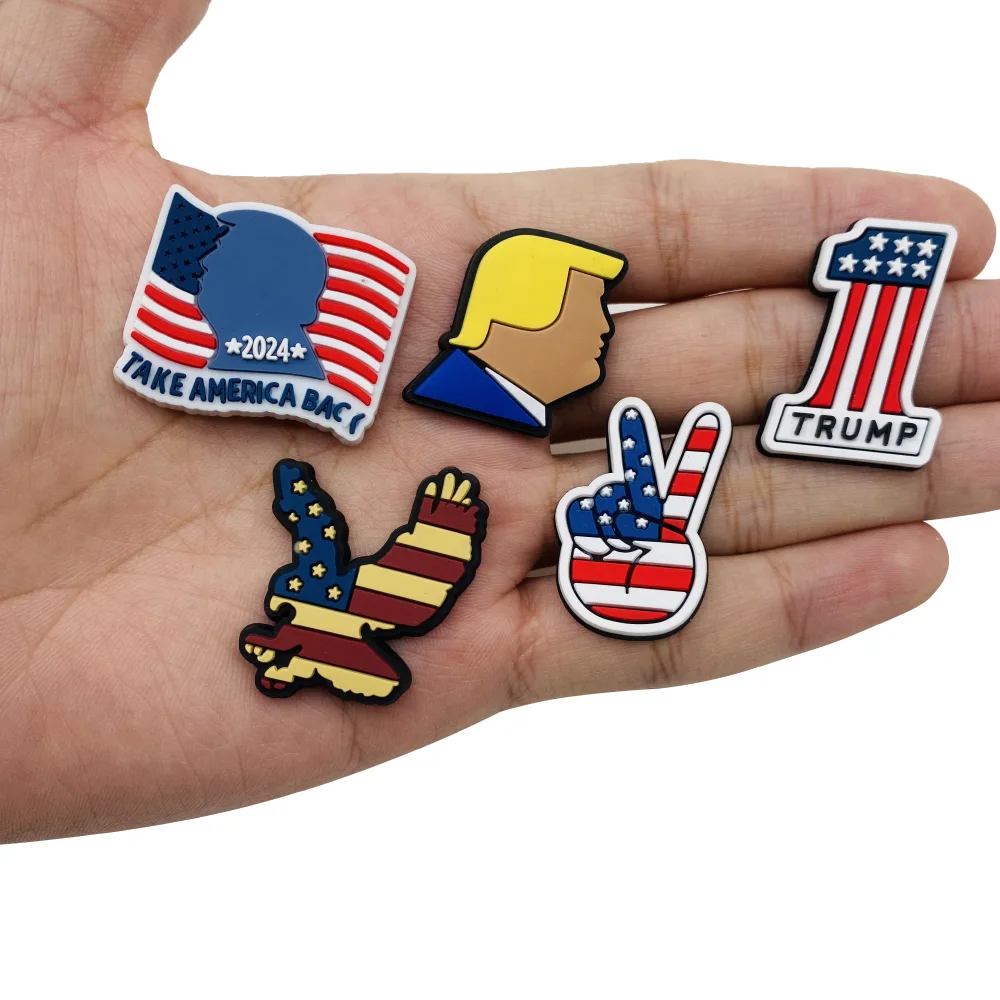 1PCS Trump US Presidential Election Shoe Charms for Sandals Decoration Shoe Accessories Charms for Friends Gifts