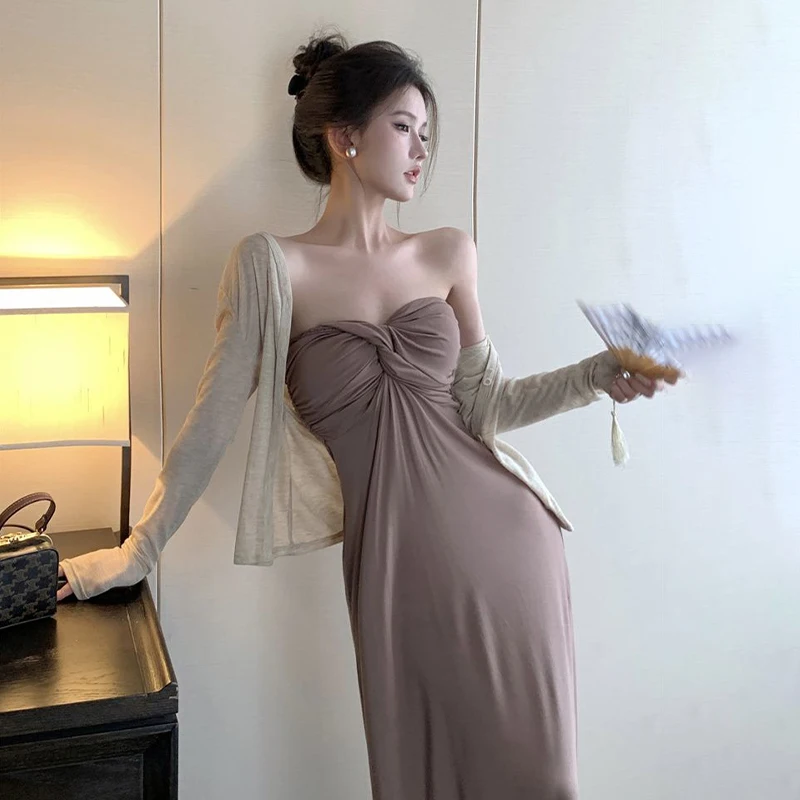 الرغبة النقية مثير أنبوب الأعلى اللباس أزياء مزاجه ضئيلة حمالة تويست اللباس للنساء #3