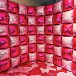 25 pieces of pink rose red two tone square aluminum foil balloons for birthdays, Christmas, New Year, wedding banquet background