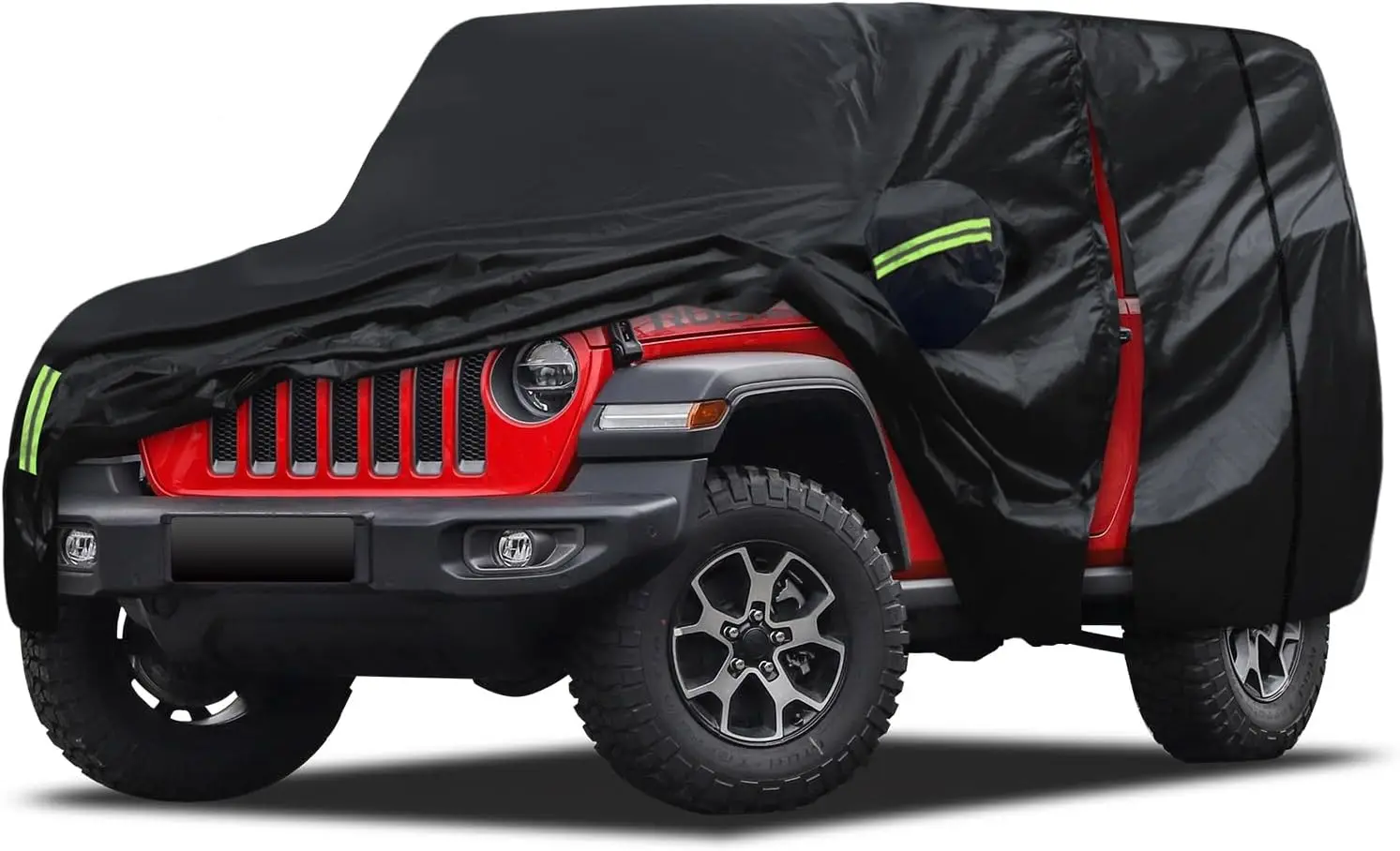 

6-Layer Waterproof Car Cover for Jeep Wrangler 2-Door 1987-2025, Sun Protection with Zipper & Cotton Lining