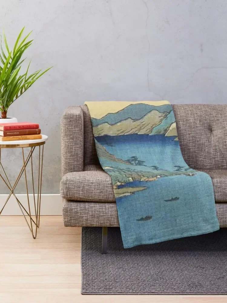 HD Province of Totomi: Lake Hamana, by Utagawa Hiroshige HIGH DEFINITION Throw Blanket Decorative Sofas for sofa Blankets