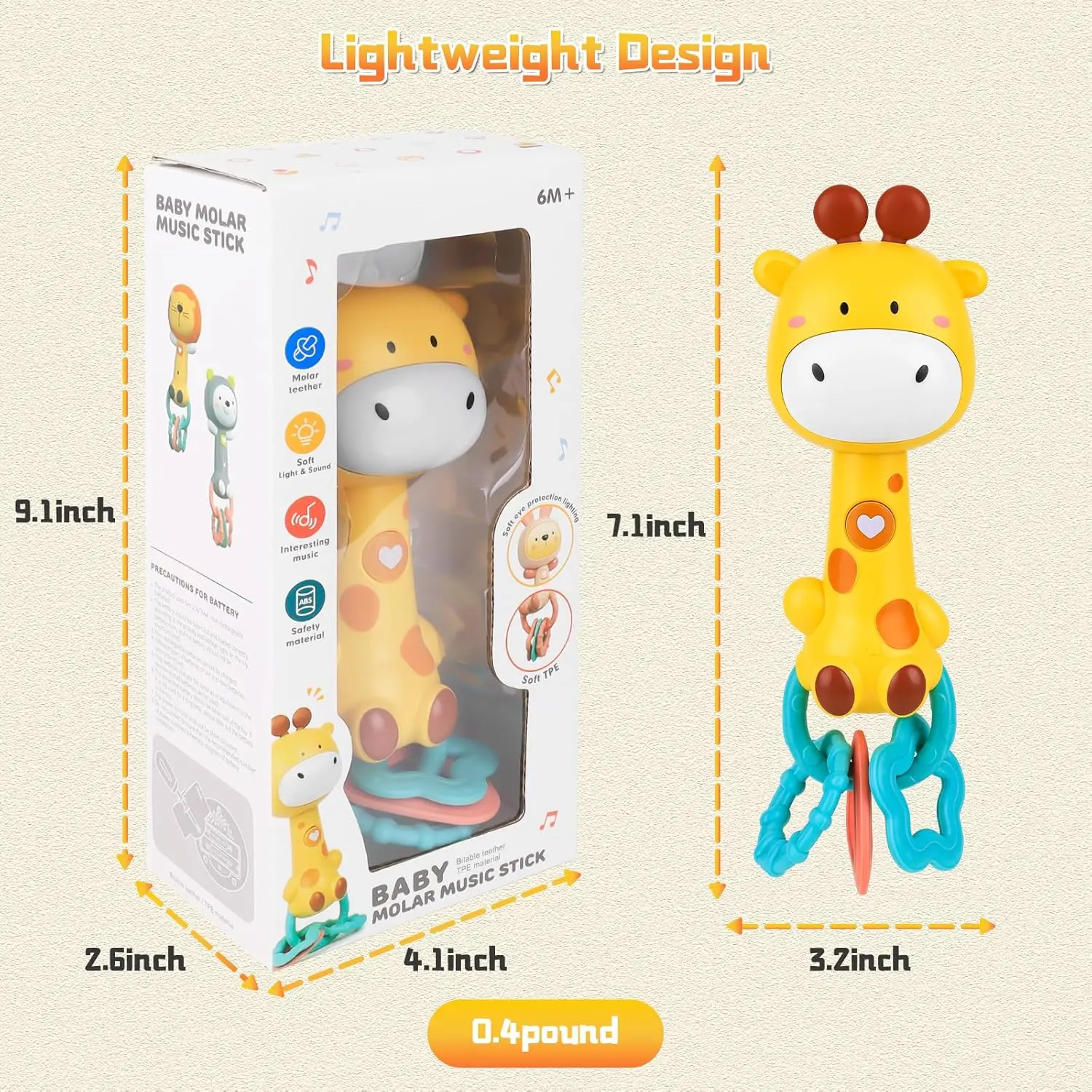 Baby Soft Rubber Soothing Rattles,การ์ตูนสัตว์เพลงTeether,Anti Gnawing Teething Stick,การศึกษาของเล่นเพื่อการศึกษา
