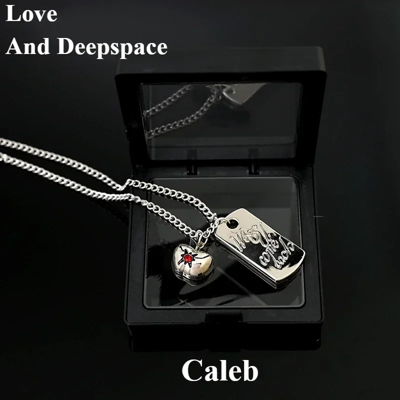 Love and Deepspace Caleb Personalized Creative Game Peripheral Metal Square Necklace Cartoon Stainless Steel Clavicle Chain Gift