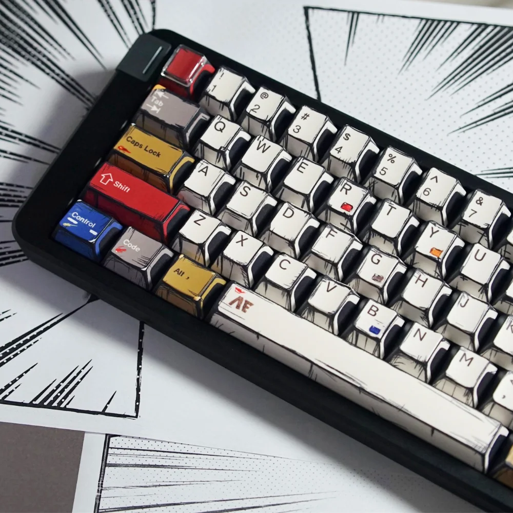 Cherry, Keycaps, Comic Style PBT Graffiti Keycaps, Anime 136 Keys, Suitable for, Mechanical Keyboard /64/68/75/84/87/96/980/104